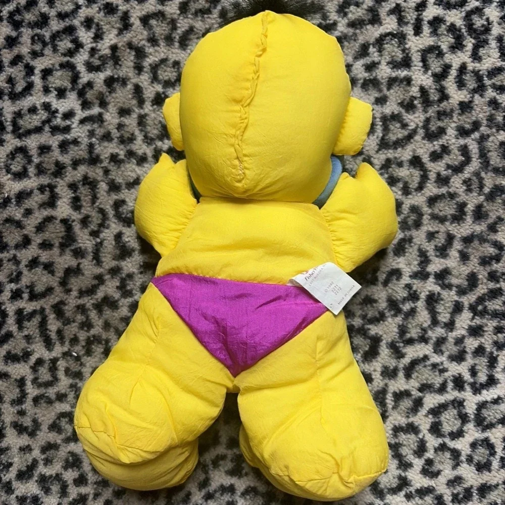 Puffalump‎ 1992 Fisher Price, Rocky Caveman Yellow Plush Grunts squeezed Works!